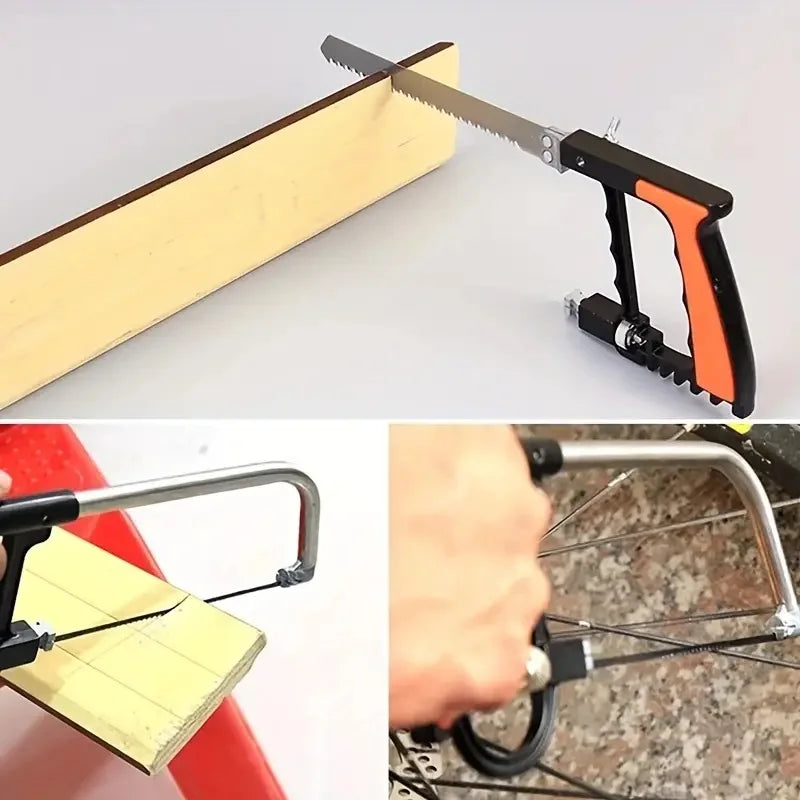 Kit de Serra Multifuncional 8 em 1 - Serra de Aço para Múltiplos Usos Manual DIY - Serra para Metal, Madeira e Vidro com 6 Lâminas para Marcenaria, Metalurgia e Modelismo
