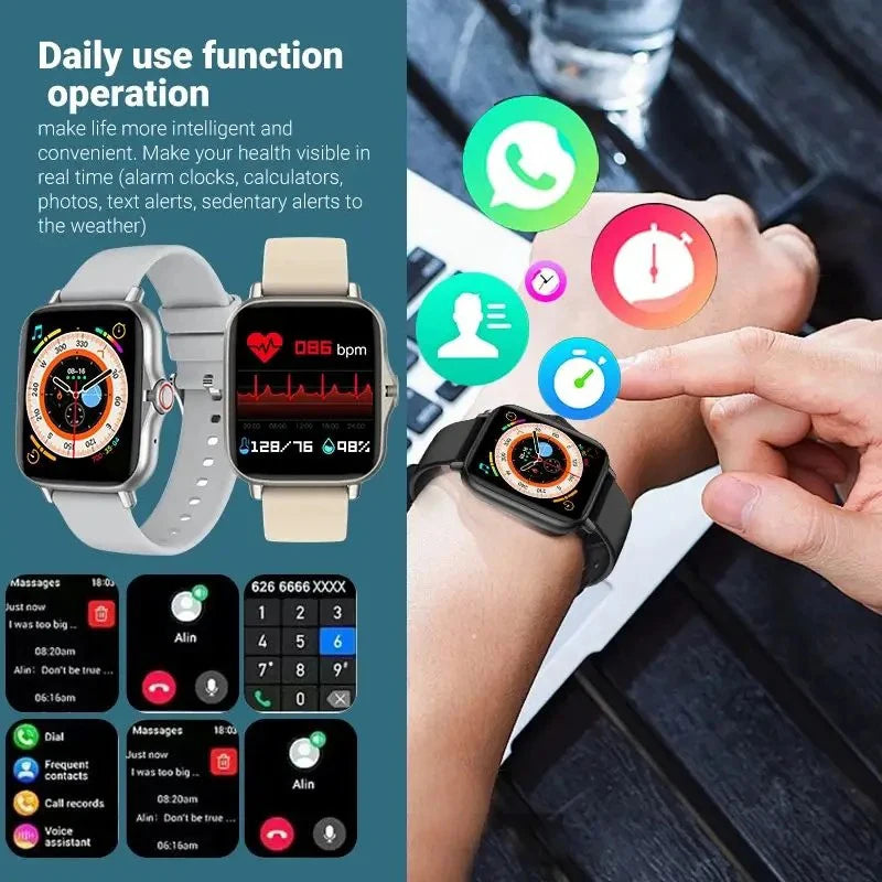 ⌚ Relógio Smart 2024 – Tela Colorida de 1,44" com Monitoramento de Oxigênio no Sangue e Pressão Arterial