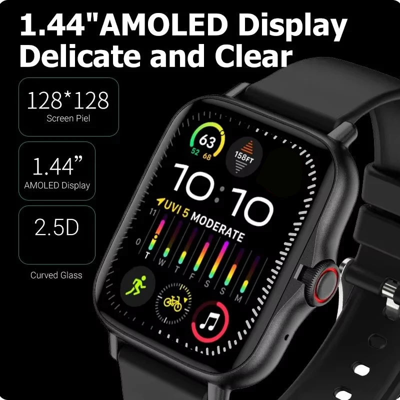 ⌚ Relógio Smart 2024 – Tela Colorida de 1,44" com Monitoramento de Oxigênio no Sangue e Pressão Arterial