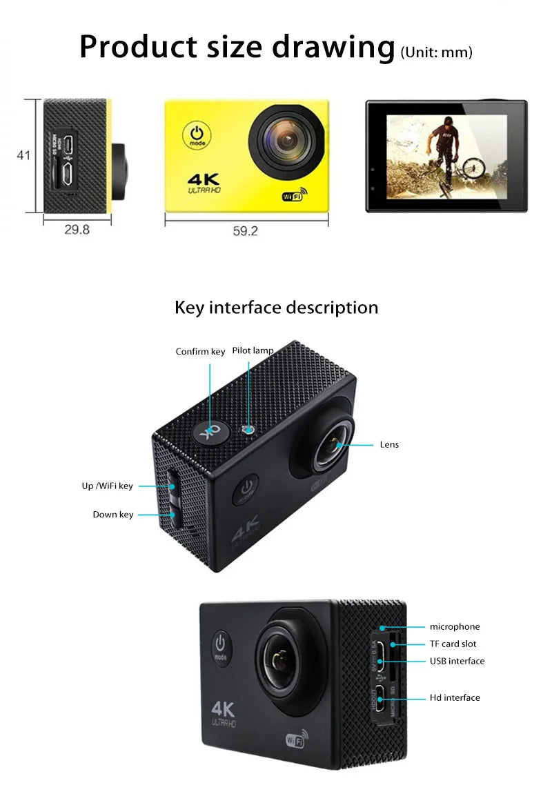 Câmera de Ação Xiaomi Ultra HD 4K – Ideal para Esportes, Vlog e Aventuras Subaquáticas